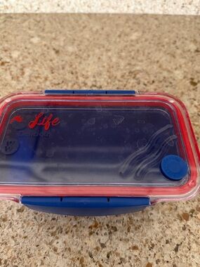 Silicone-Sealed Blue & Red Food Storage Container